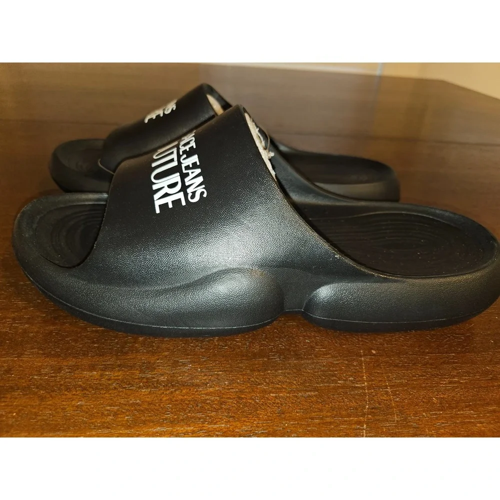 VERSACE JEANS COUTURE 'Tago Logo'‎ Slide Sandal Men's US 9-10 EU 42/43 Black NWT